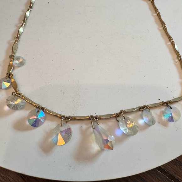 Vintage c.1950s “Sarah Coventry” Aurora Borealis Prism Bar Link Necklace - Picture 2 of 6